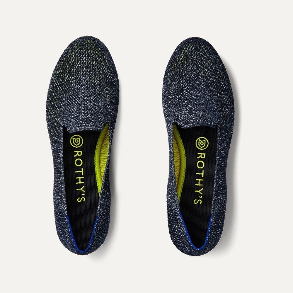 Rothys The Loafer Metallic Lattice Stitch Shimmery Navy